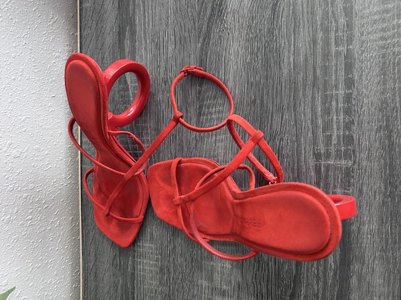 Ferragamo Elina Heeled Sandals Red Size 7.5 - Picture 1 of 7